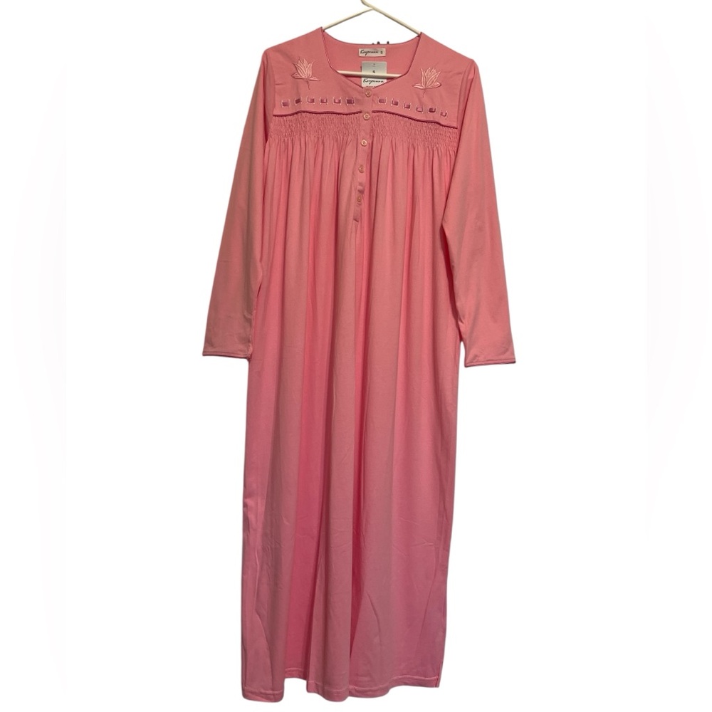 Keyocean Long Sleeve Pink Cotton Nightgown Size S